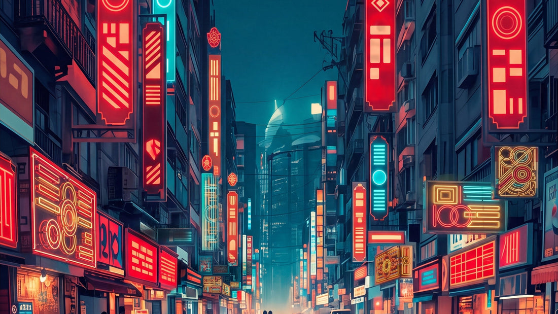 Hong Kong Nights, Neon Alley artwork, a Hong Kong street lit by neon signs