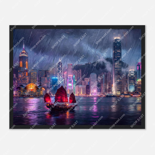 Harbour Glow framed print on wall